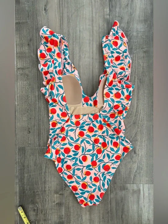 Summersalt x Diane Von Furstenberg Pink Nectarine Ruffle Backflip Swimsuit sz 6 - Picture 7 of 7
